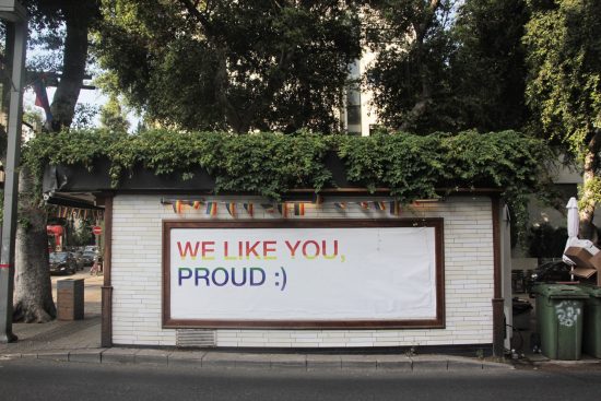 LGBT sign reading 'We Like You, Proud :)'